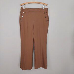 Rachel Zoe Tan Button Detail High Waisted Straight Leg Pants Size 12